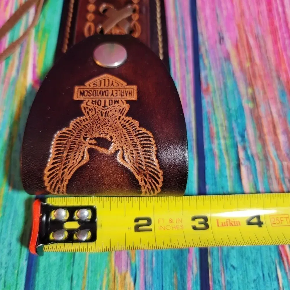 Vintage Tooled Leather Harley-Davidson Belt Loop Knife Sheath— Eagle Wing Design